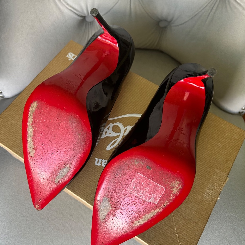 Christian Louboutin Decollete Pumps 100 Black Patent Leather Size 39 - Picture 6 of 10